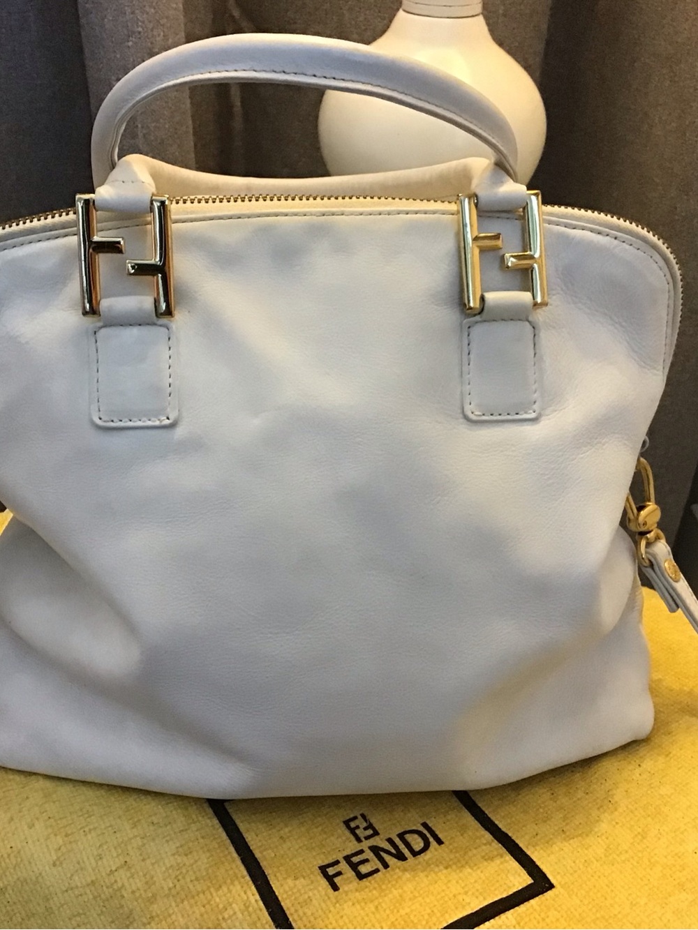 Vintage FendiLeather Satchel with Gold Hardware